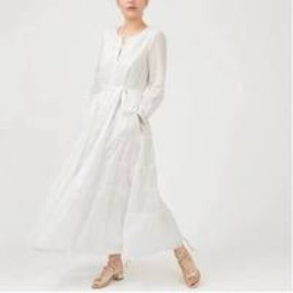 J Crew White Belted button-up maxi dress - Picture 1 of 2